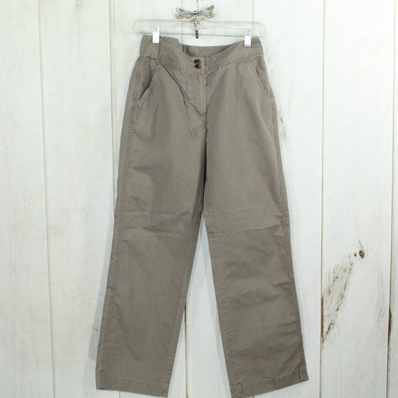 L.L. Bean Pants - LL Bean Signature Green Cotton Wide Leg Ankle-Length Utility Pants Size 4